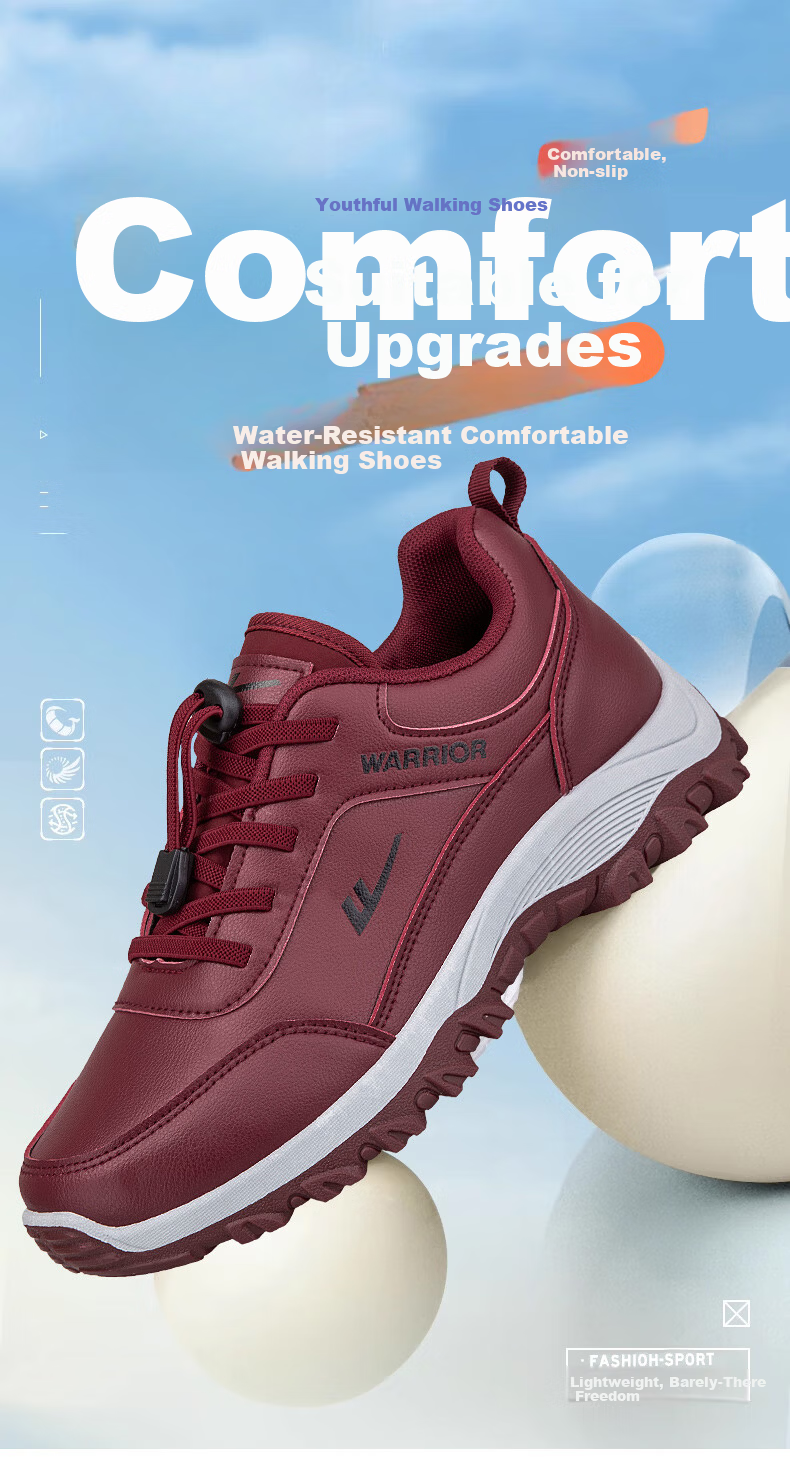 Warrior Women's New Comfortable Elderly Shoes Mom Shoes Middle-aged and Elderly Casual Walking Shoes 3441L Red Size 37 1