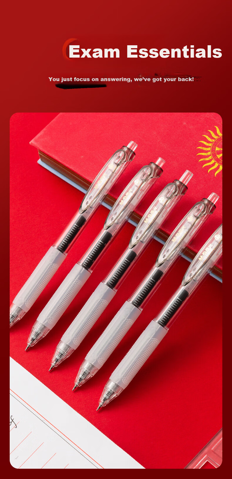 M&G Stationery 0.5mm Black Retractable Gel Pen Set, Student Quick-Dry Signature Pen, Retractable Brush Pen, 12pcs/Box AGPJ0921A Exam 8