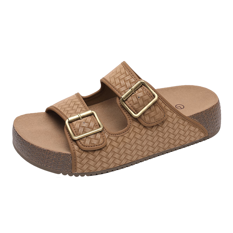 Goldlion Men's Shoes Summer 2026 New Woven Texture Lightweight Cushioning Durable Casual Slippers G597620152THF Tan Size 42