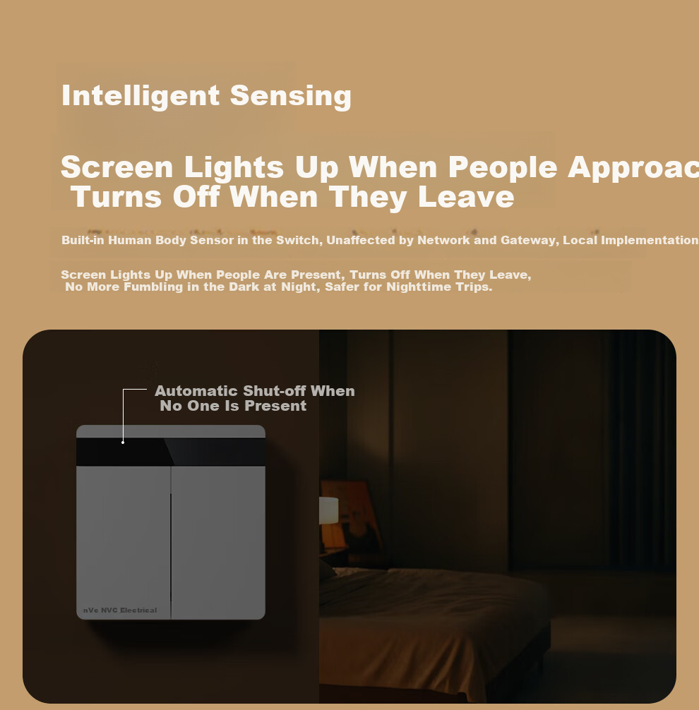 NVC Lighting Electrical Switch Socket Screen Display Smart Switch Compatible with Mijia Customizable Button Names Zero Fire Double Key White 5