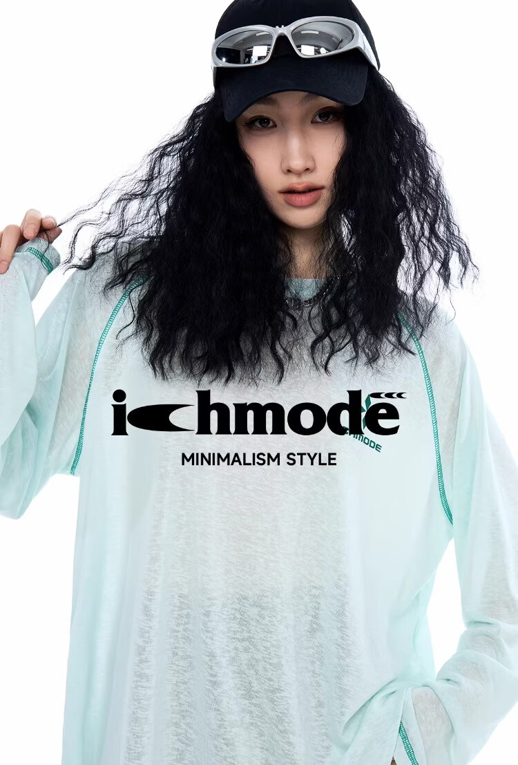 ICH MODE Lyocell Cross-Print Long-Sleeve T-Shirt, Physical Sun Protection Cover-Up for Women, Summer Hasselblad Online Top, White, Size S 1