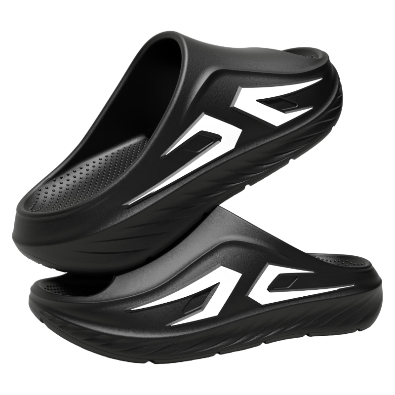 MEXICAN Thick Sole Slippers Men's Summer Outdoor Sports Shock Absorption Soft Elastic Arch Support Non-Slip Sandals Black Size 44-45