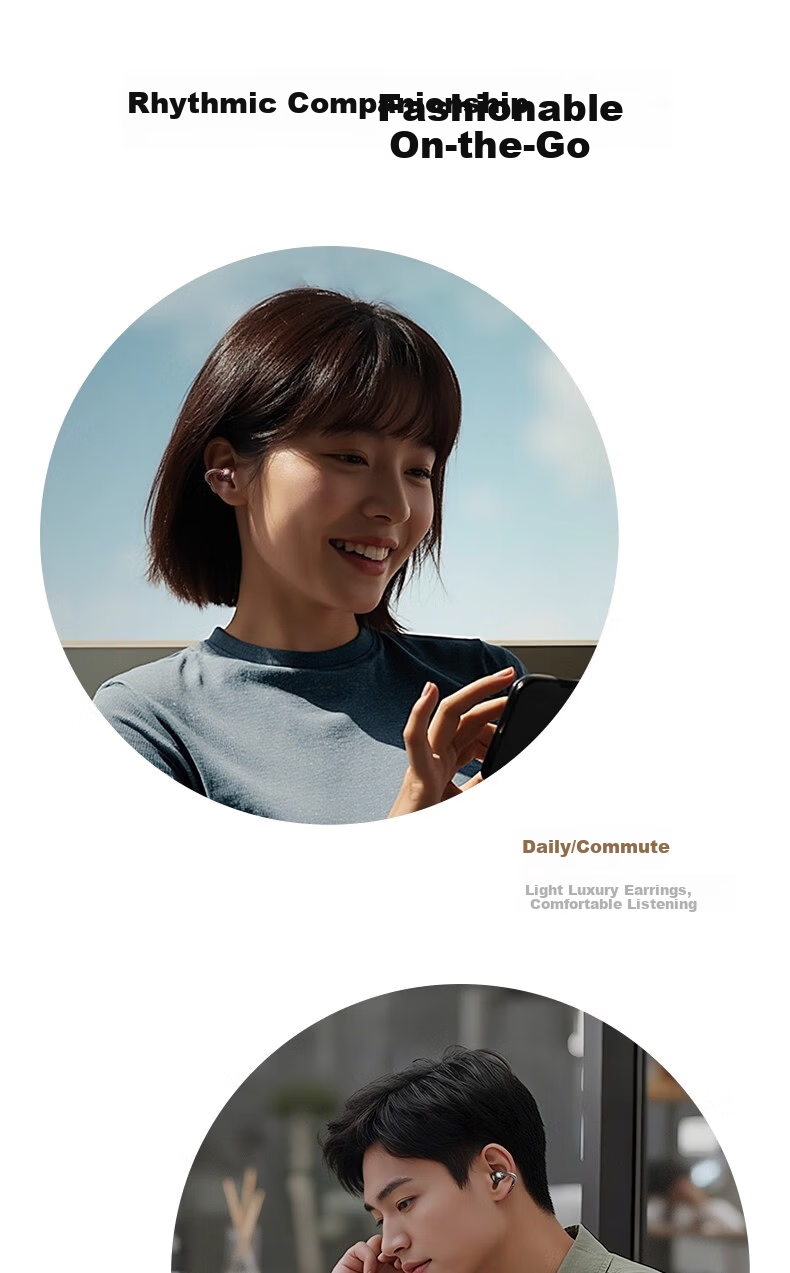 KINYO Bluetooth Earphones 2025 New Bone Conduction Clip-On AI Translation Wireless Sports Running i7 27