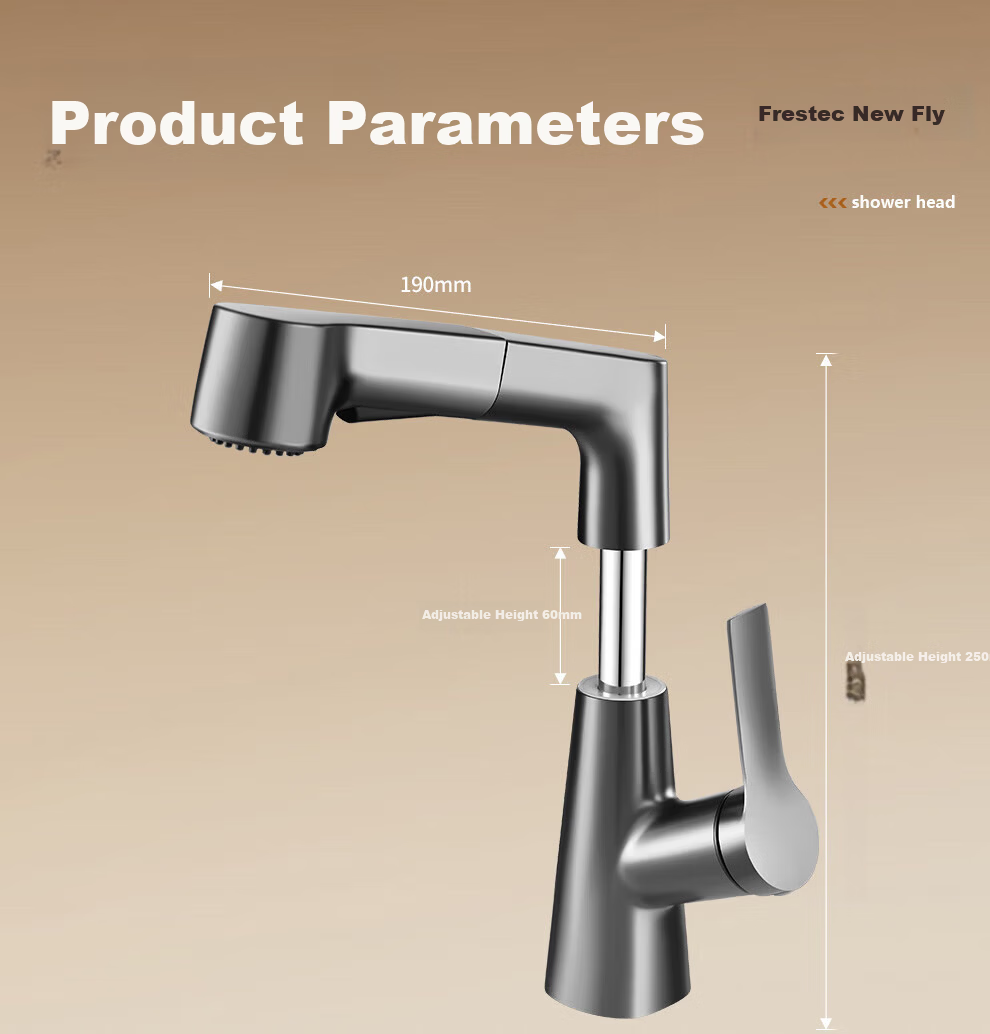 Xinfei Basin Faucet, Lift And Pull Type, Hot And Cold Dual Control, Bathroom White, Washbasin Tap 21