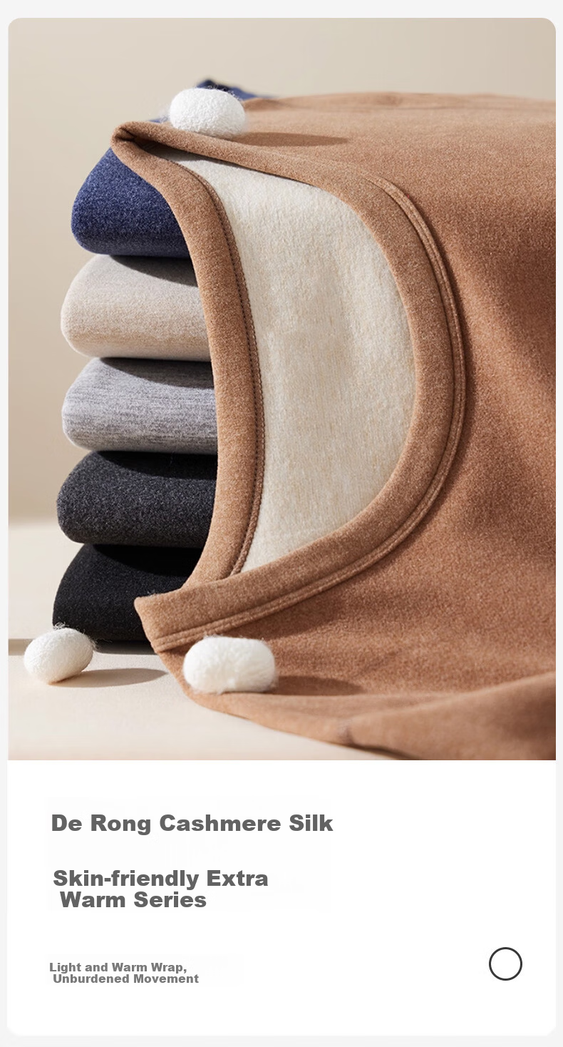 Bejirog [2 Sets Thermal Velvet] Men's Warm Underwear Set Thickened Cashmere Silk Autumn Winter Long Johns 2