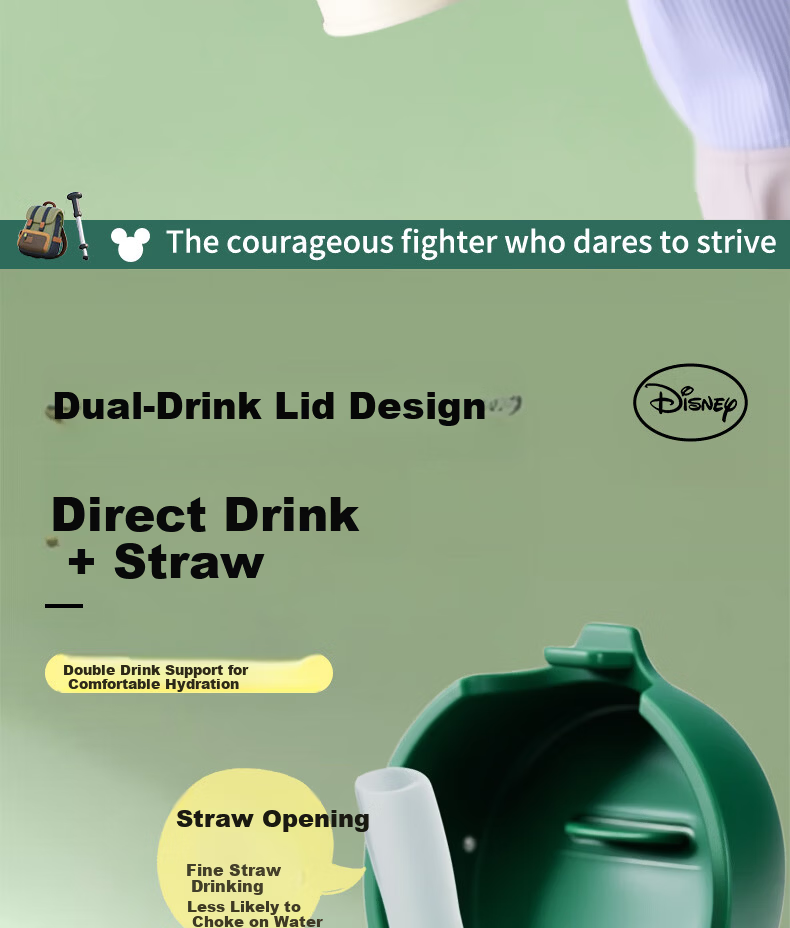 Disney Kids Insulated Stainless Steel 316 Large Capacity Straw Water Bottle Portable Double Drinking Cup for Boys and Girls Elementary School Students 5