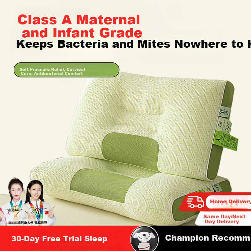 J.Sir Class A Baby-Grade Pillow High Pillow Core Deep Sleep Non-Collapsing Non-Deforming Bamboo Fiber Neck Support for Hotel and Home Use