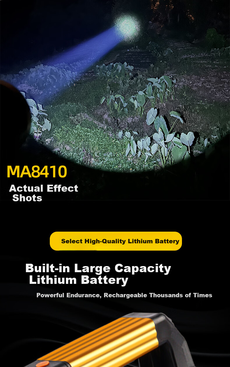 MAX LOAD High Brightness Flashlight Outdoor Lighting Ultra-Bright Long-Range LED Long Battery Life Emergency Patrol Rechargeable Spotlight 9