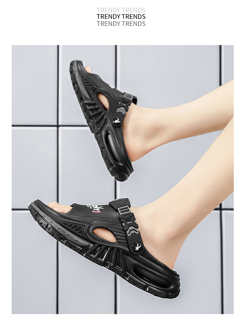 PLAYBOY 2026 Summer New Open Toe Sandals Men Soft Sole Casual Slip-On Outdoor Beach Shoes 19