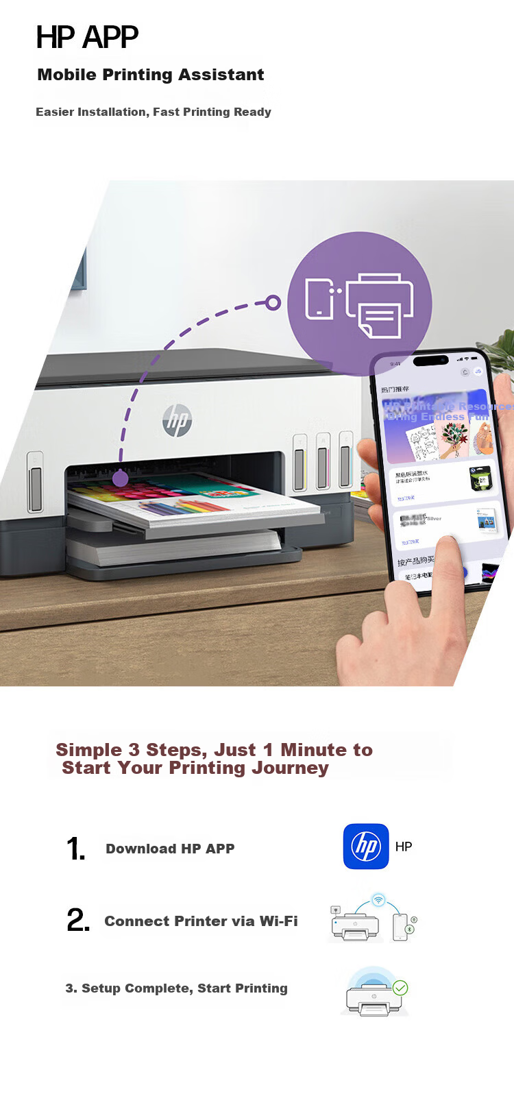 HP 728 Wireless Continuous Ink Supply Printer Home Use Automatic Duplex 3-in-1 Color Printing Copying Scanning Low Cost Per Page 0.01 RMB 4