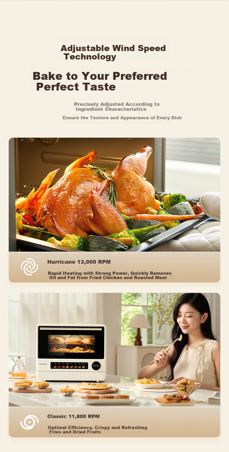 CASDON B7pro 5-in-1 Microwave Oven Steam Roast Bake Fry Stew Countertop 25L Capacity Hurricane Oven Recommended by Yang Mi 10
