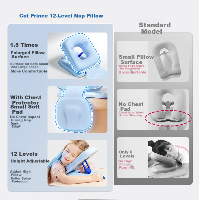 Cat Prince Nap Pillow for Elementary Students Kids Desk Sleeping Pillow Classroom Napping Cushion Hug Pillow