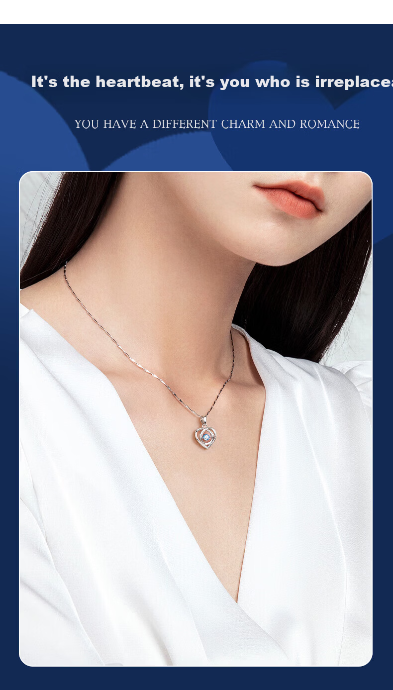 GLTEN Swarovski Zirconia 999 Sterling Silver Necklace Women's Pendant Luxury Birthday Gift for Girlfriend Wife 8