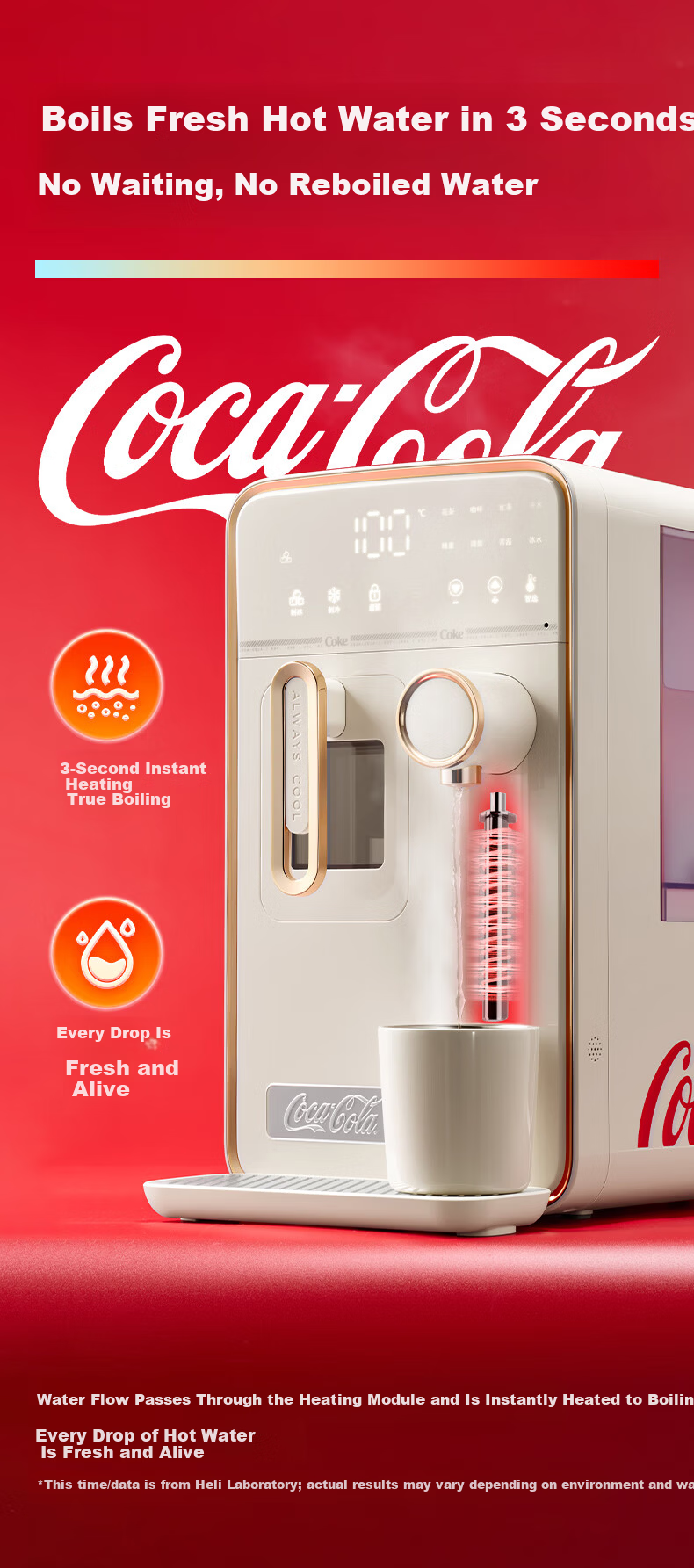 Coca-Cola Instant Ice Maker and Water Dispenser All-in-One Home Small Refrigeration and Heating Bullet Ice Machine Multi-Functional Direct Drinking Ice Water Dispenser Red 9
