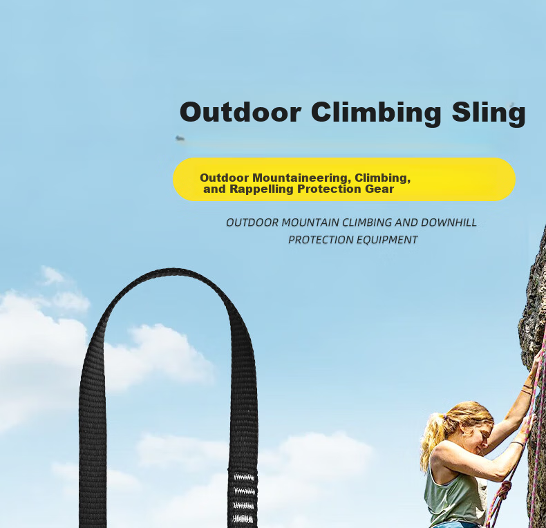 Gorm Climbing Mountaineering Rappelling Equipment Flat Webbing Loop Connecting Rope Safety Belt 22kN Protective Loop Flat Webbing Rope 50cm Black GD1541 1