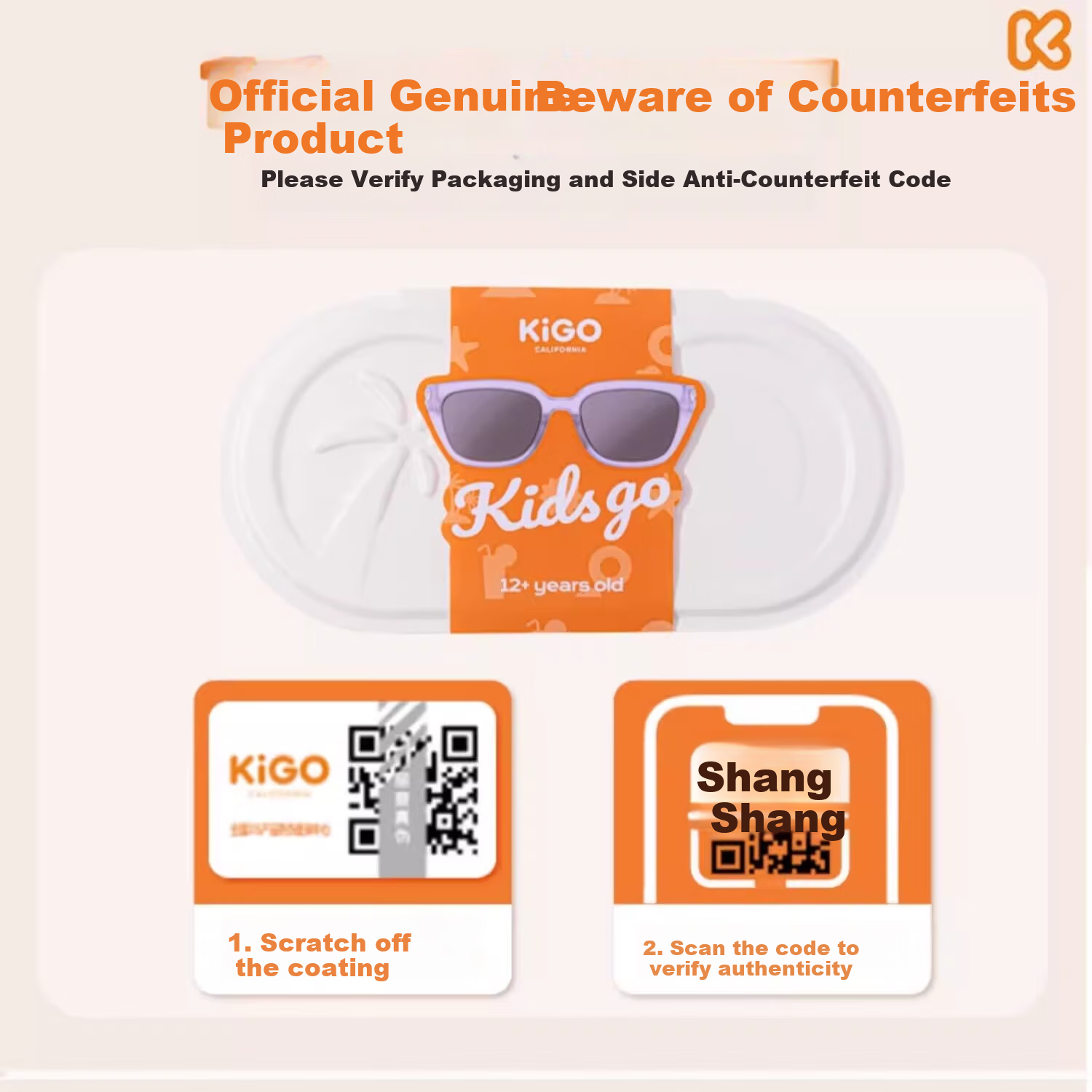 Kigo [Shen Yue Same Style] 2025 Polarized Outdoor UV Protection Kids Sunglasses Zebra White (6-12 Years) 40