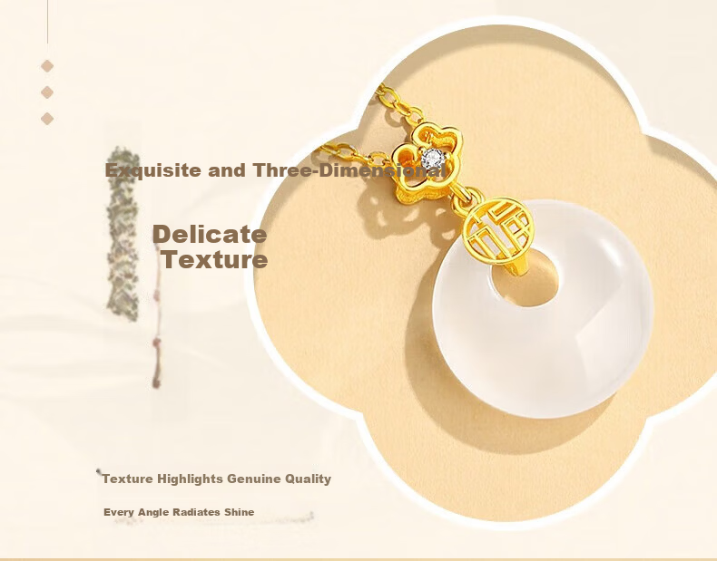 Chinese Jewelry Fu Character Peace Buckle Silver Necklace for Women Chalcedony High-End Pendant Mother's Day Birthday Gift for Girlfriend and Mom 6
