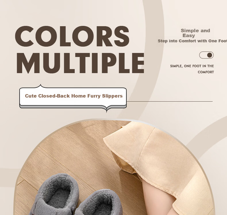 YUZHAOLIN Cotton Slippers Unisex Home Indoor Simple Warm Plush Closed-Back Non-Slip Cotton Shoes YI004 1