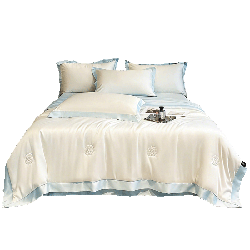 Hodo Washed Ice Silk Summer Cooling Quilt Air Conditioning Blanket Thin Summer Quilt Core 150x200cm Milkshake White - Windbell Orchid