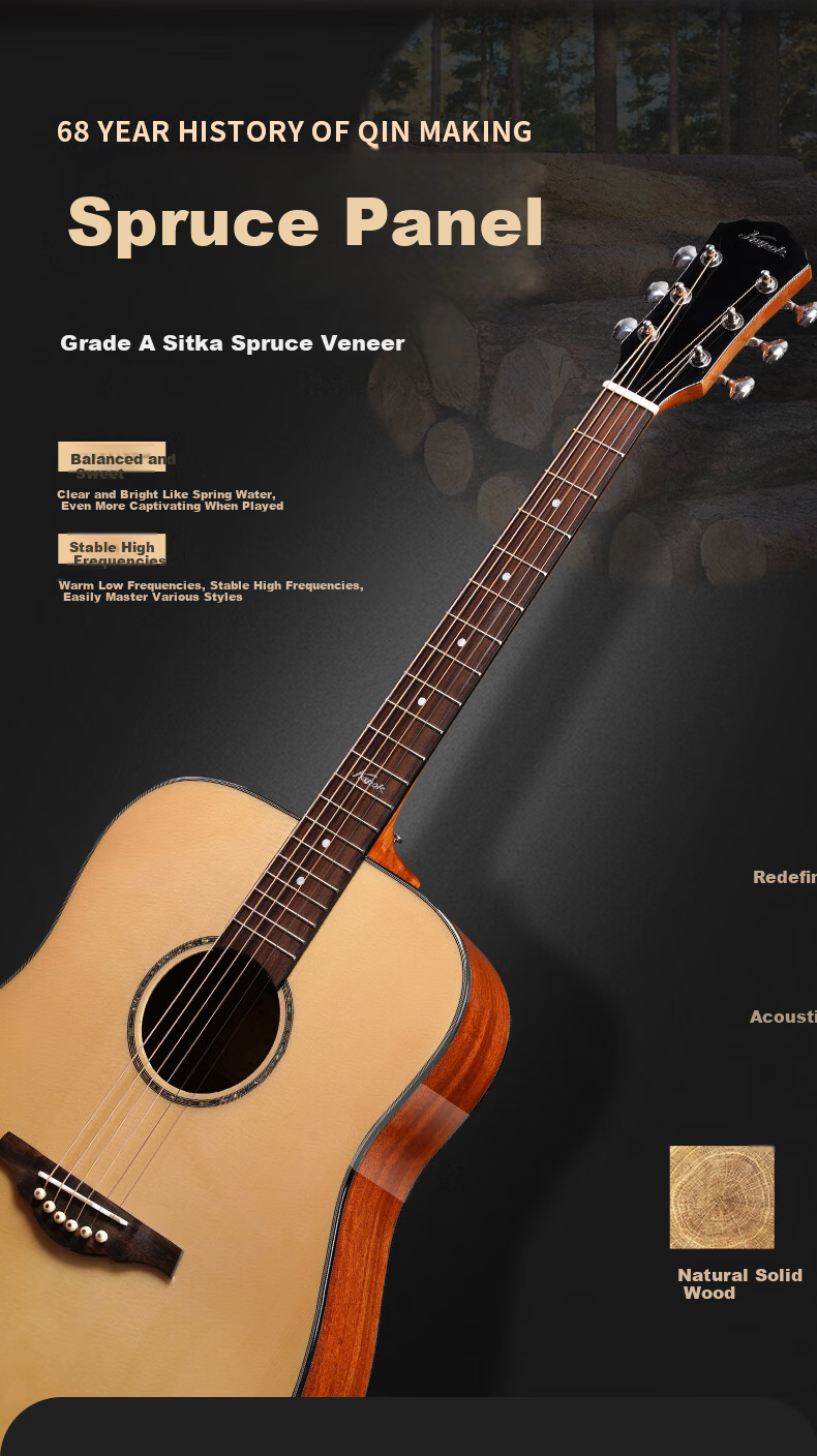 Kapok Folk Acoustic Guitar 36-inch G2 1/2 Beginner Entry-Level Graded Wooden Guitar for Men and Women Advanced Instrument 4