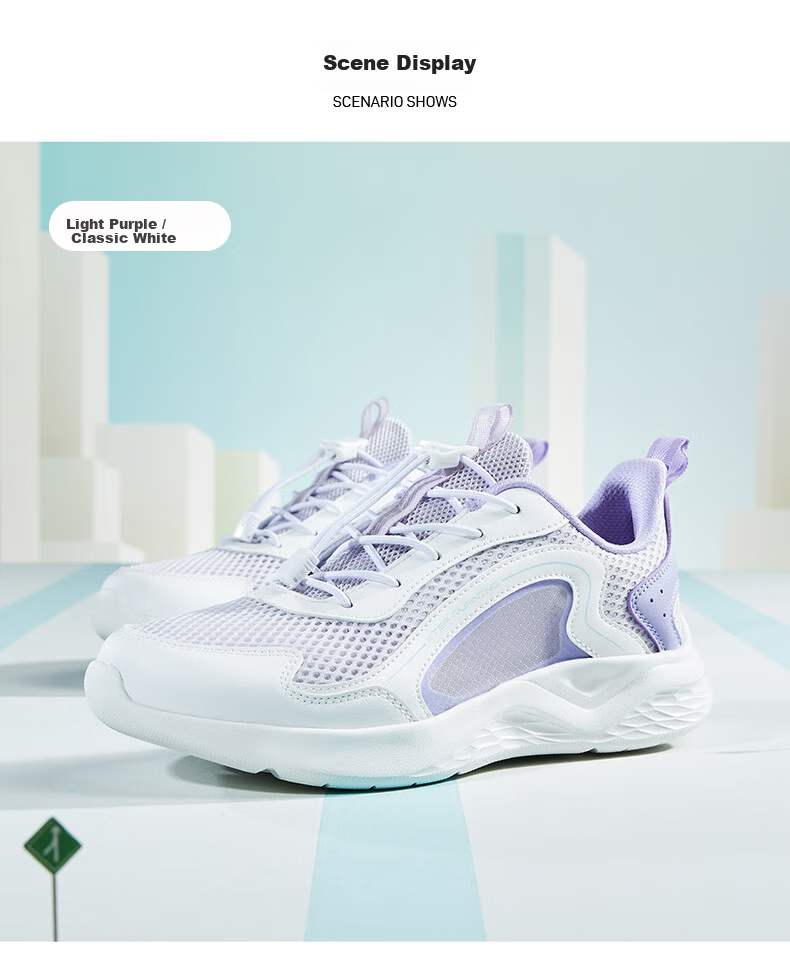 XTEP Kids Girls Mesh Breathable Running Shoes with Tail Buckle Light Purple/Taro Purple Size 37 1