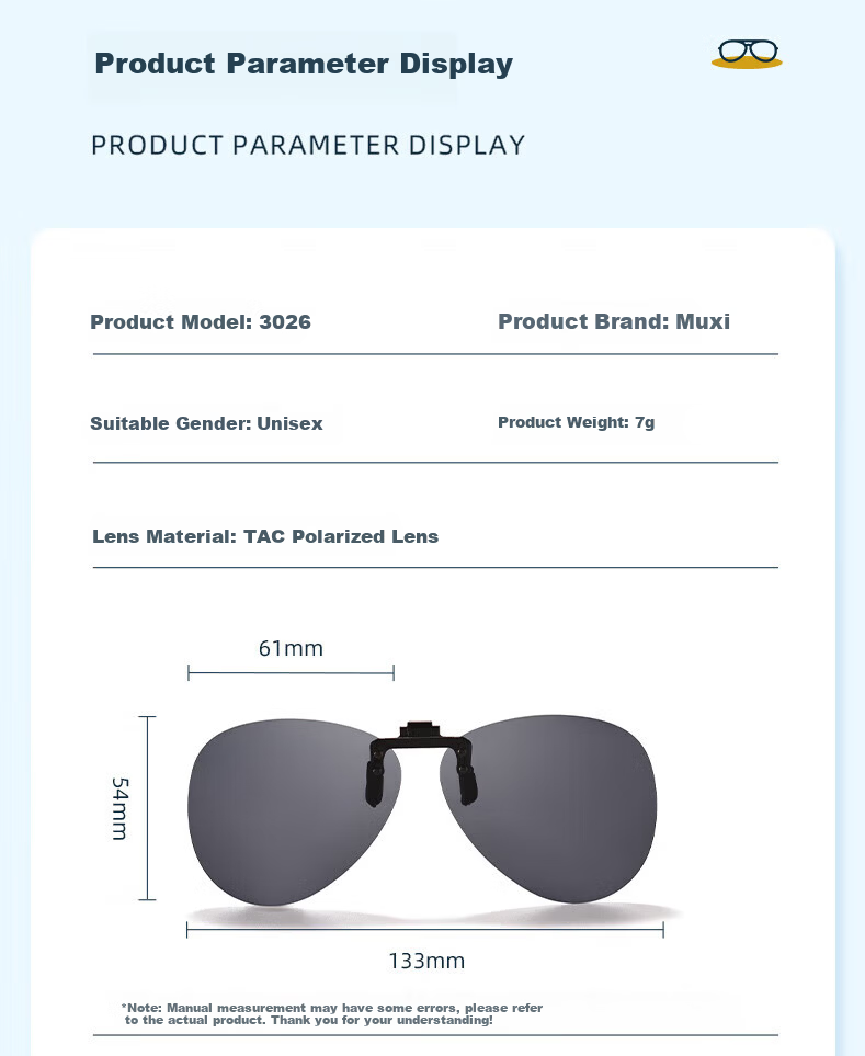 EYEPLAY Clip-On Sunglasses for Nearsightedness, Polarized, for Men And Women, Fishing, Driving, Specialized Sunglasses 8014A 8