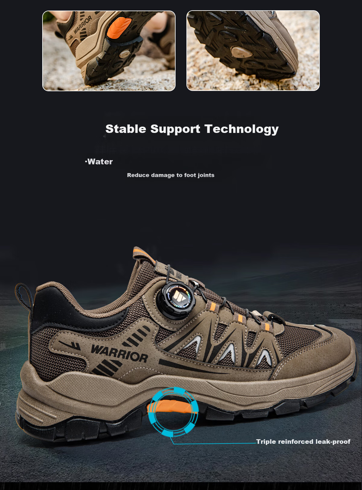 Warrior Men's Hiking Shoes Durable Non-Slip Trekking Trail Running Work Shoes 5353 Beige Green Size 39 5