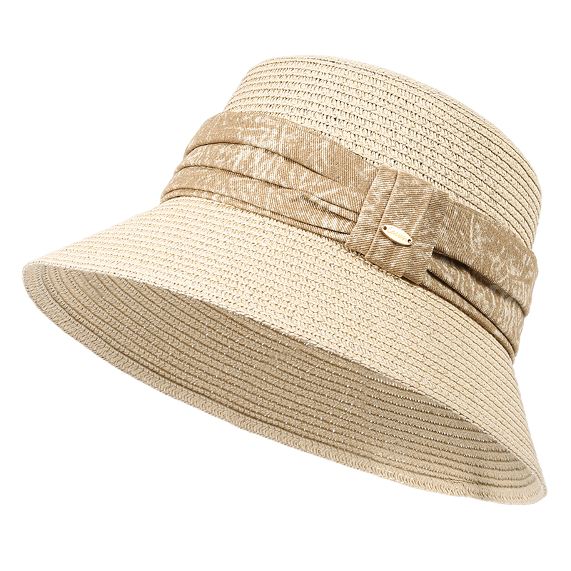 CACUSS Women's Summer Straw Hat Beach Sunshade Elegant Luxury French Style Woven Sun Hat Yunran