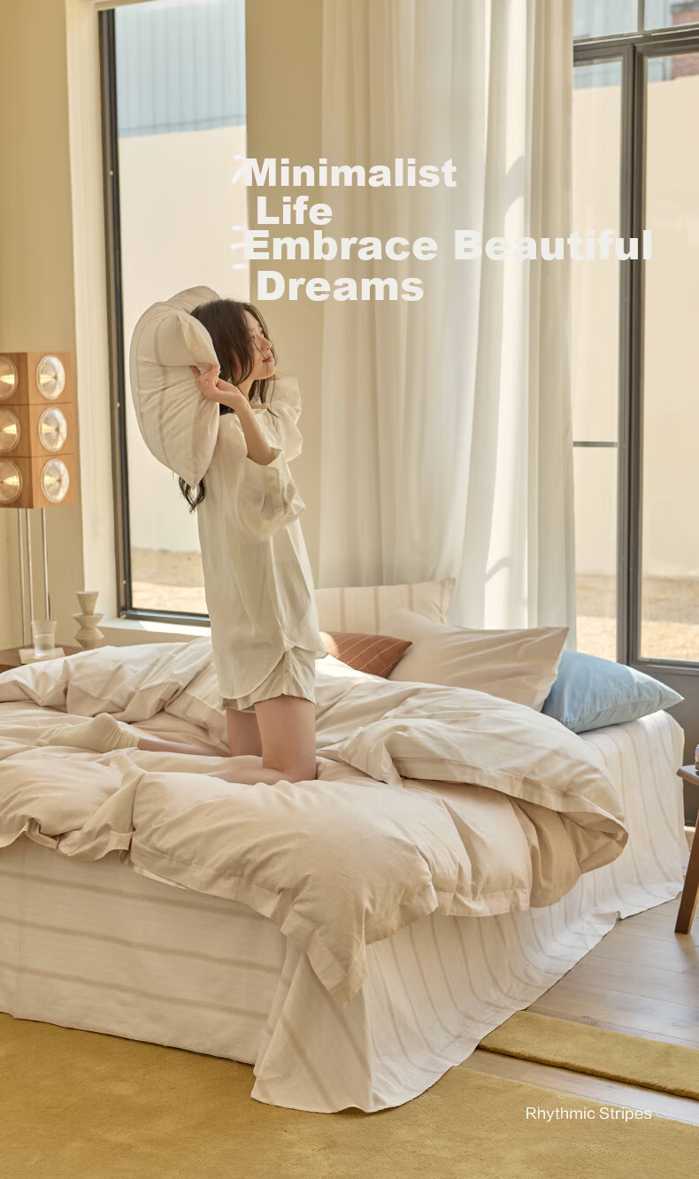 Luolai Home Textiles 100% Cotton Bedding Set 4-Piece A-Class Antibacterial Duvet Cover and Sheet Brown 220x250cm 1