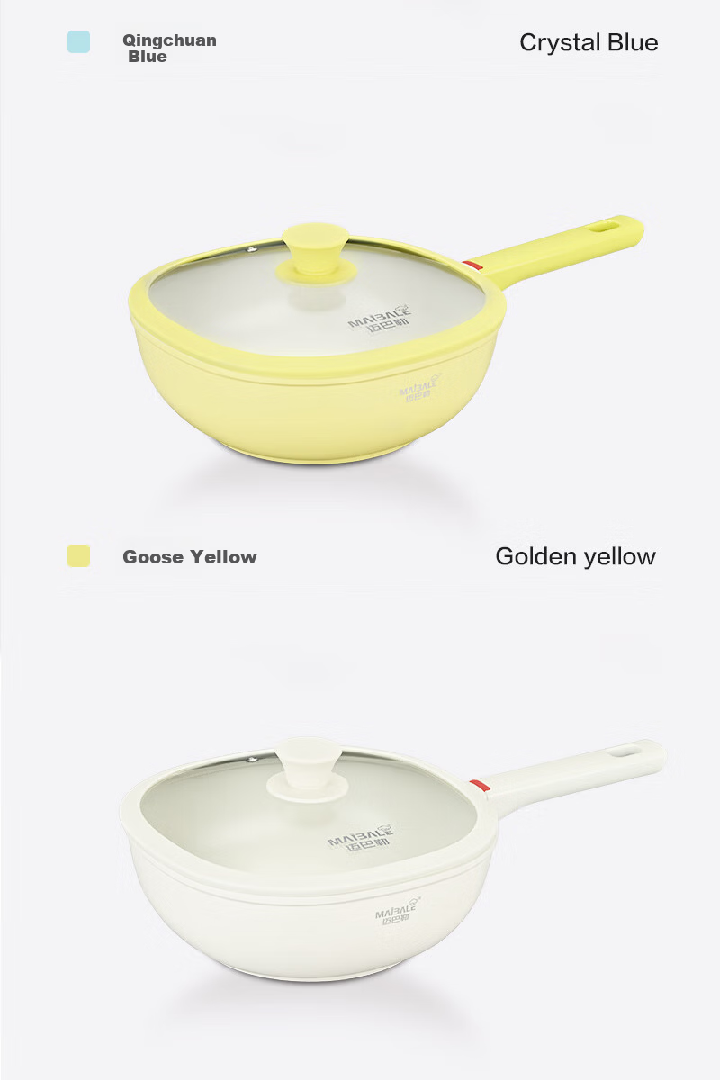 Maybale JD Exclusive Nie Yuan Titanium Ceramic Non-Stick Small Square Frying Pan Lightweight High-Value Goose Yellow 24cm 16