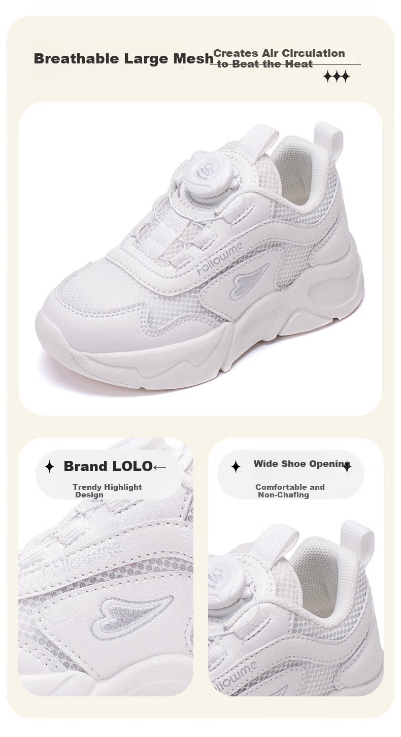 Follow Me Kids White Casual Sneakers School Shoes for Children Size 28 4