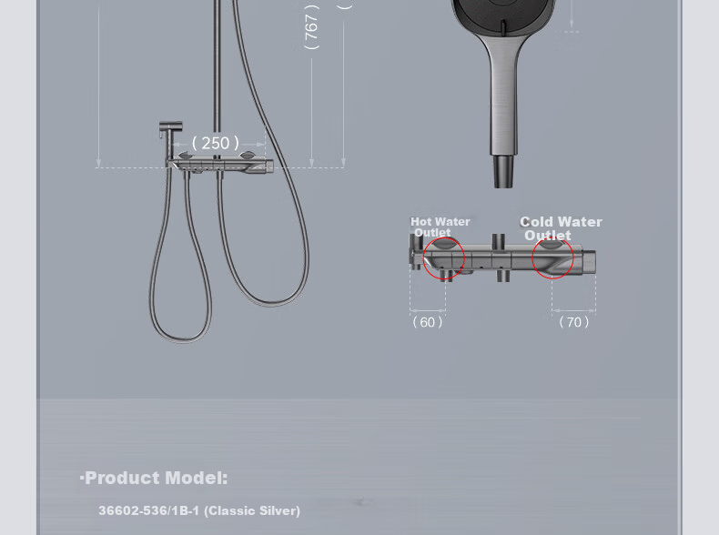 JOMOO Shower Set Gun Gray Piano Key Automatic Descaling Pure Copper Waterway Shower 36602-536/HBS-1 54