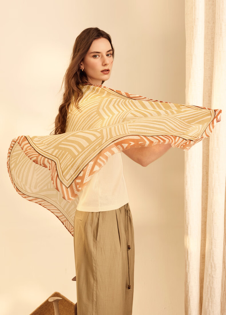 ELLE Modal Vintage French Elegant Silk Scarf Women's Spring Summer Shawl Gift for Mom Wrap 11
