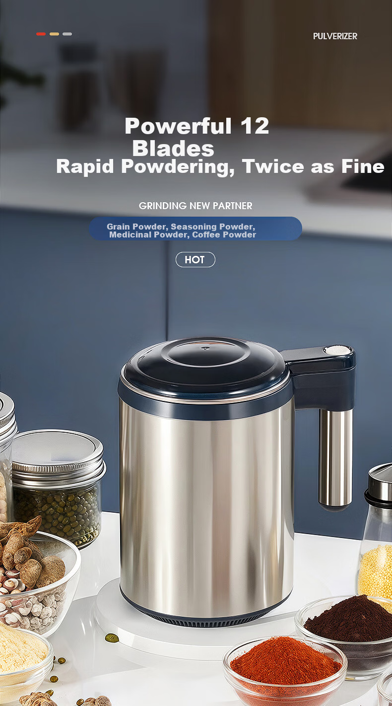 Deming Household Grinder Ultra-Fine Herbal Pulverizer Small Grain and Spice Mill Pepper Powder Grinder 1