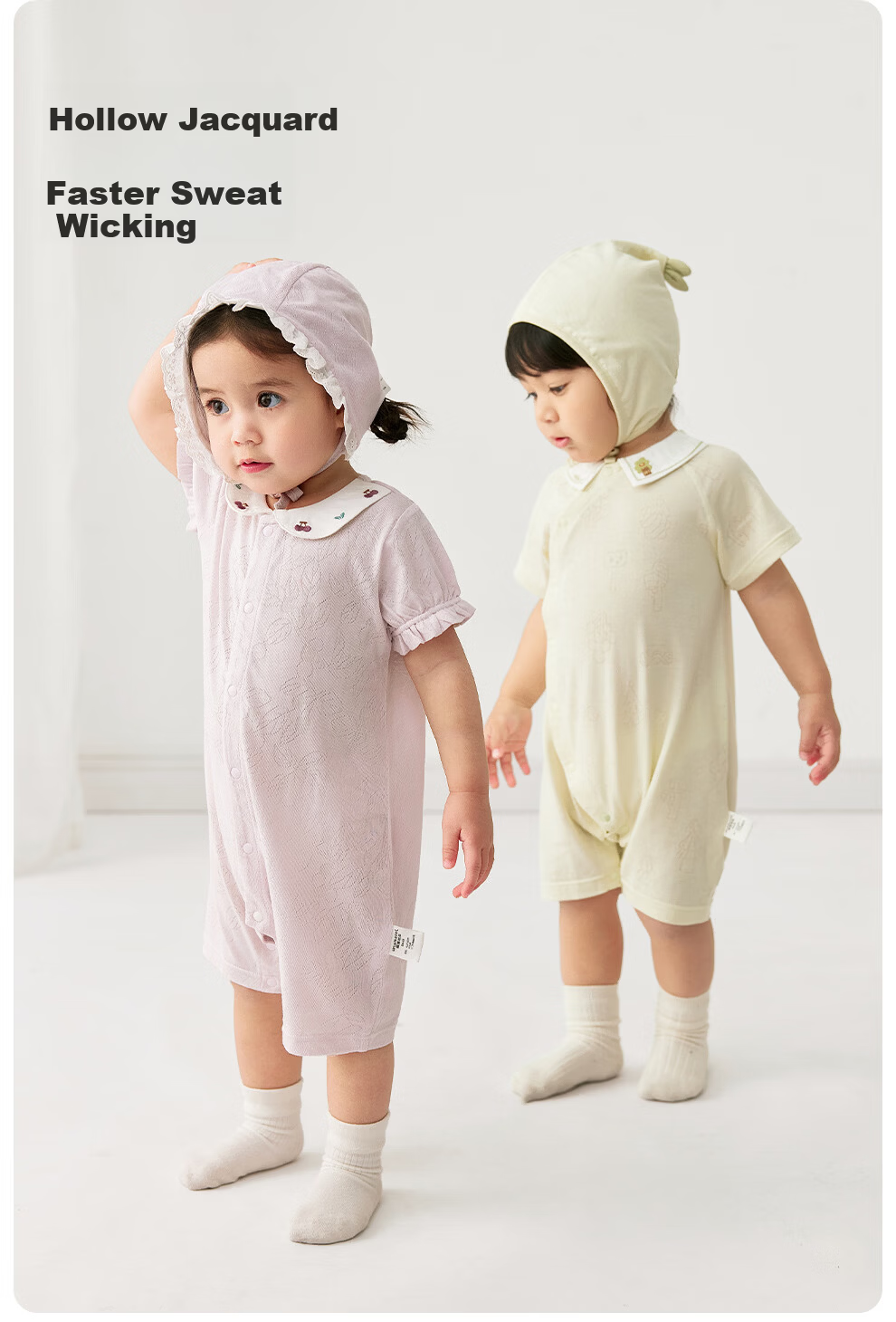 Wismorni Ice Silk Cotton Bamboo Fiber Baby Romper, Thin Breathable Infant Clothing, Short-Sleeve Summer Outfit 1