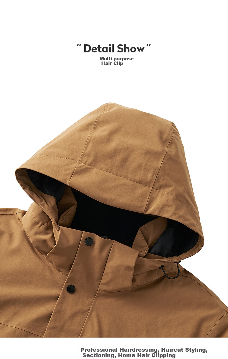 DANCING WOLVES [3-In] Detachable Inner Lining Outdoor Hiking Fleece Inner Lining Men's Windbreaker, 210 Olive Green, Size 170 17