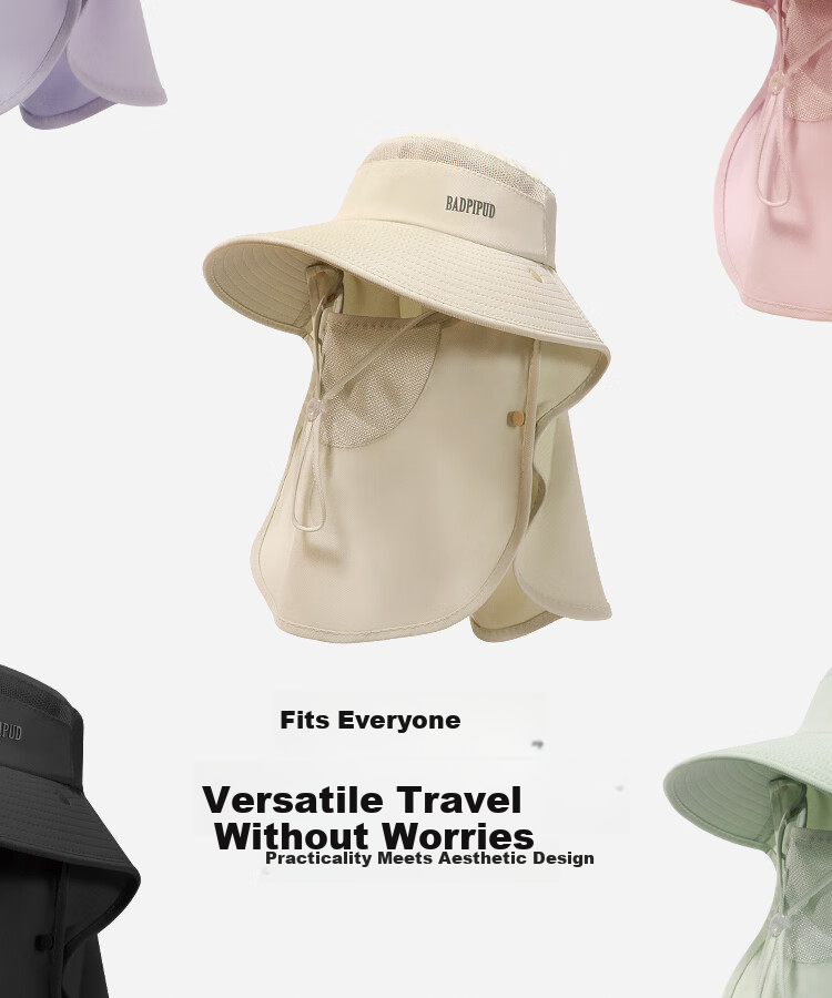 EFZ Women's Summer Sun Protection Hat UV Protection Face and Neck Cover Integrated Fisherman Hat for Fishing and Mountaineering 10