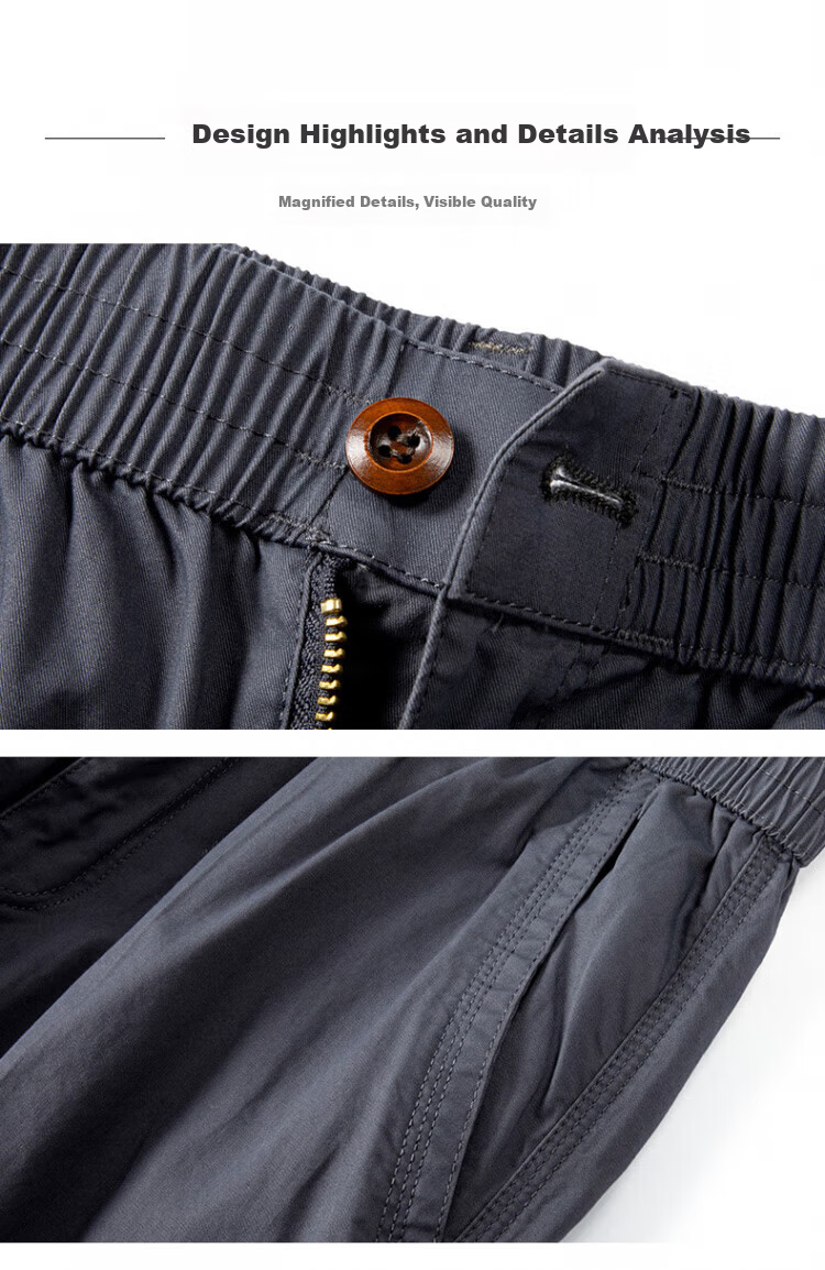 ROMON Shorts, Summer Men's New Casual Workwear Thin Seven-Point Pants, Multi-Pocket Loose Breathable, Black, 5XL 13