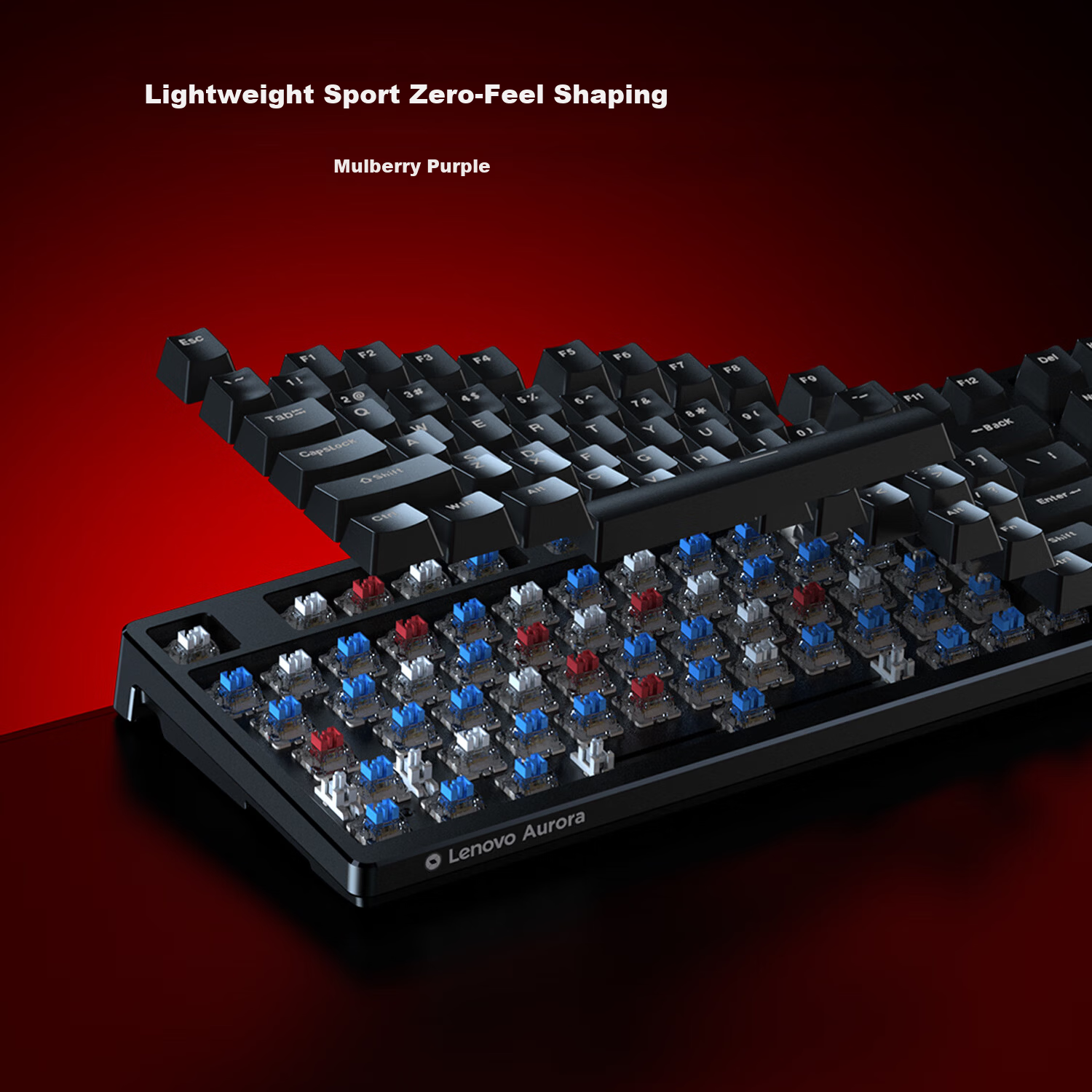 Lenovo GK10 98L Mechanical Keyboard, Full Hot-Swappable, 20 Backlight Effects, Gaming And Office Computer Keyboard, Aurora Series Wired 98-Key Layout, Black with Mixed Blue Switches 2