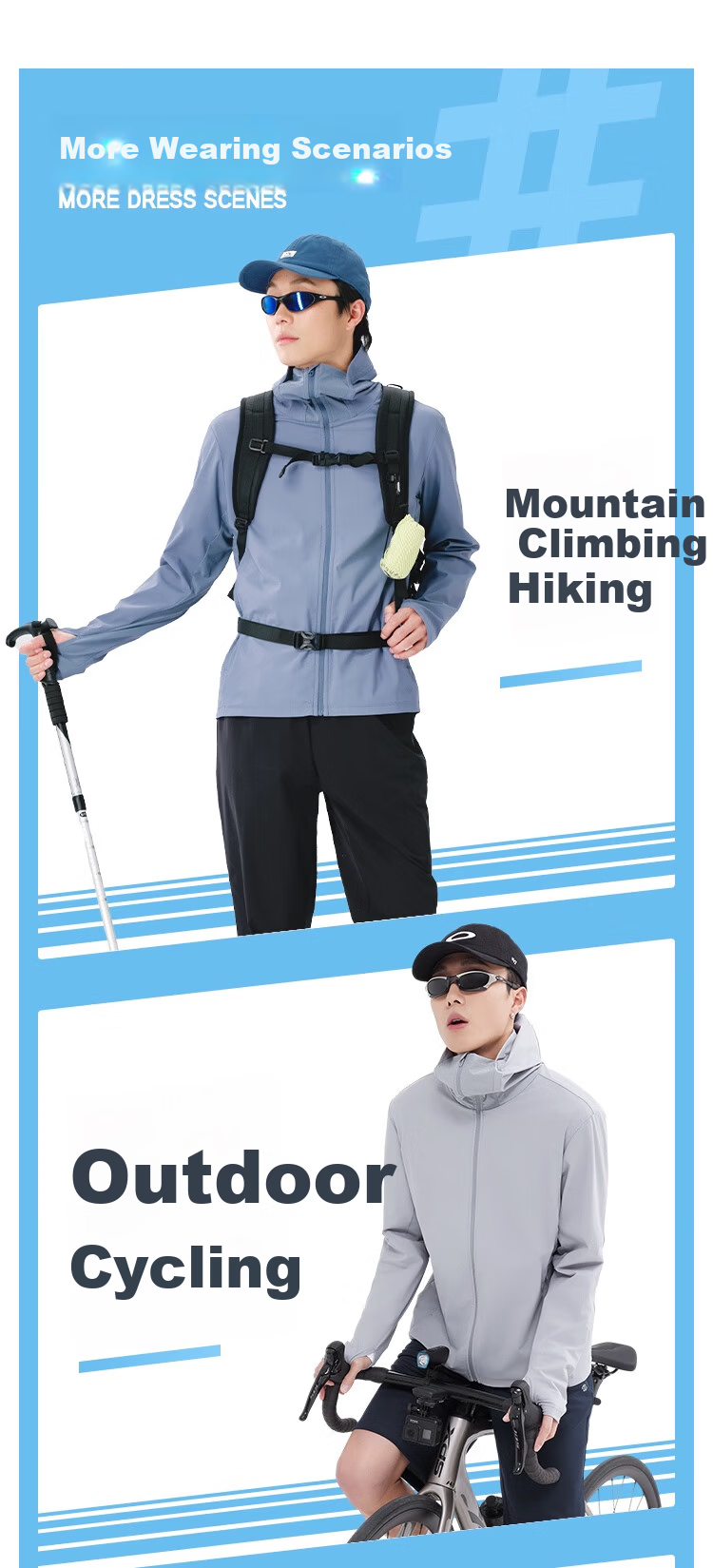 JD Jingzao UPF300+ Sun Protection Jacket Spring Summer Unisex Couple Gift Rock Blue S 14