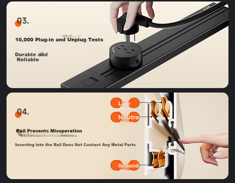 Comfort Home Kitchen Power Track Socket Surface Mounted Ultra-thin Slide Rail Socket Wireless High Power Island Counter Side Cabinet Movable Guide Rail Power Strip 13