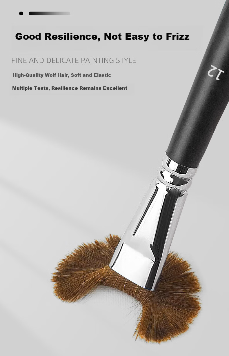 Meibang Qifu Wolf Hair Gouache Watercolor Oil Painting Acrylic Brush Set for Beginners Long Handle Flat Brushes #1-3-5 Art Student Special 5