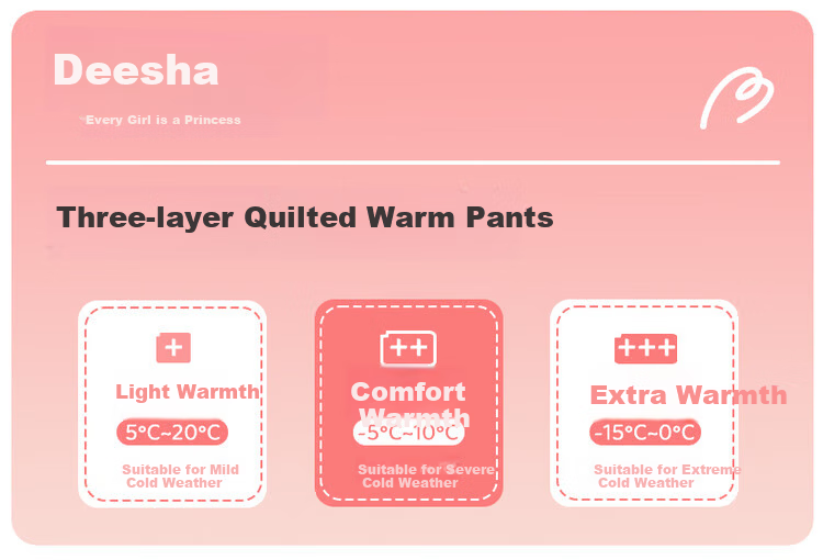 DEESHA Three-Layer Quilted School Uniform Essential 2-Pack Girls' Thermal Underwear Pants Thickened Autumn Trousers for Older Children 1