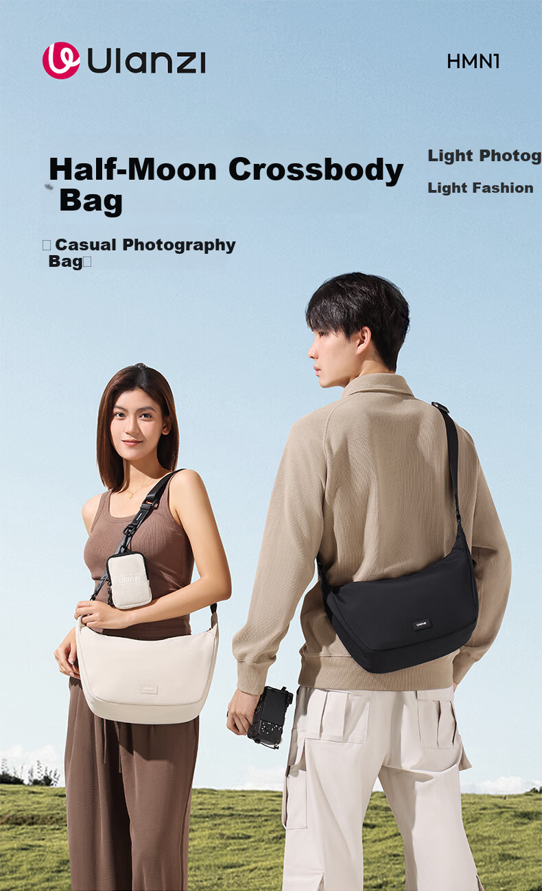 Ulanzi Half-Moon Crossbody Shoulder Camera Bag (Off-White) Portable Mirrorless Photography Backpack Casual Video Bag Digital Storage Bag for Canon Sony Nikon Cameras 1