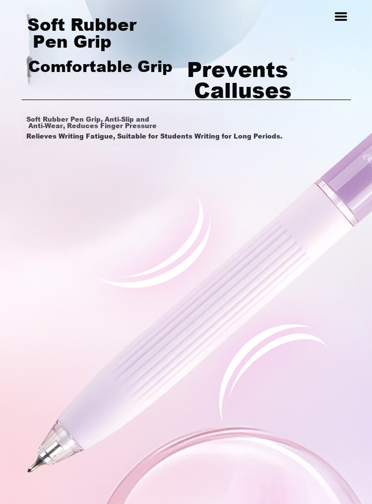 Fizz Colorful Stress-Relief Click Ballpoint Pen 0.5mm Quick-Dry Dual Ballpoint Soft Rubber Large Capacity Office Signature Pen Exam Brush Pen 1-Pack B73011 Purple 11