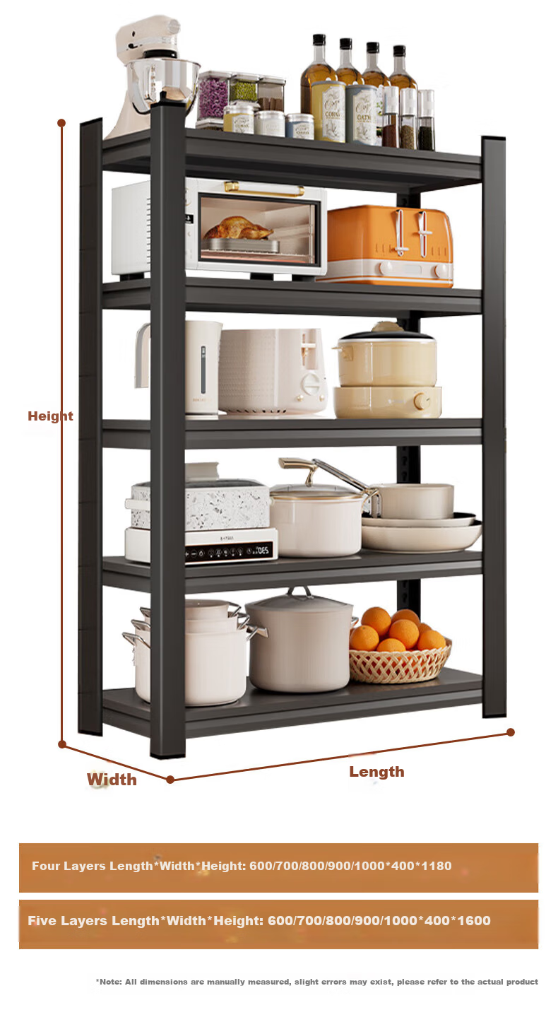 Tangji Kitchen Multifunctional Floor Storage Rack Multi-layer Shelf Microwave Oven Storage Rack Four Layers 80*40*118cm 9