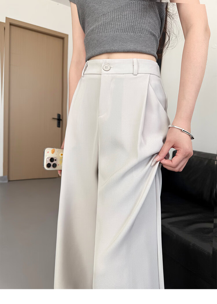 Free Style Wide-Leg Pants for Women Summer Thin Suit Pants 2026 New High Waist Slim Loose Draped Narrow Straight Casual Trousers 21