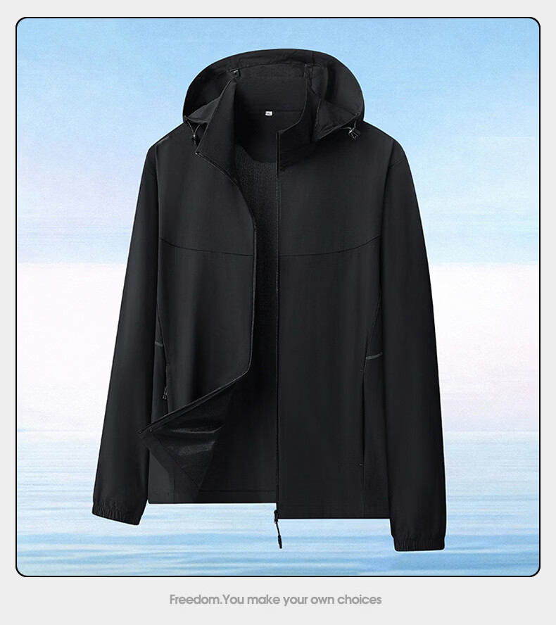 ROMON Men's Summer Thin Ice Silk Quick-Dry Sun Protection Jacket Outdoor Breathable Skin Jacket 9968 Smoke Gray 2XL 21