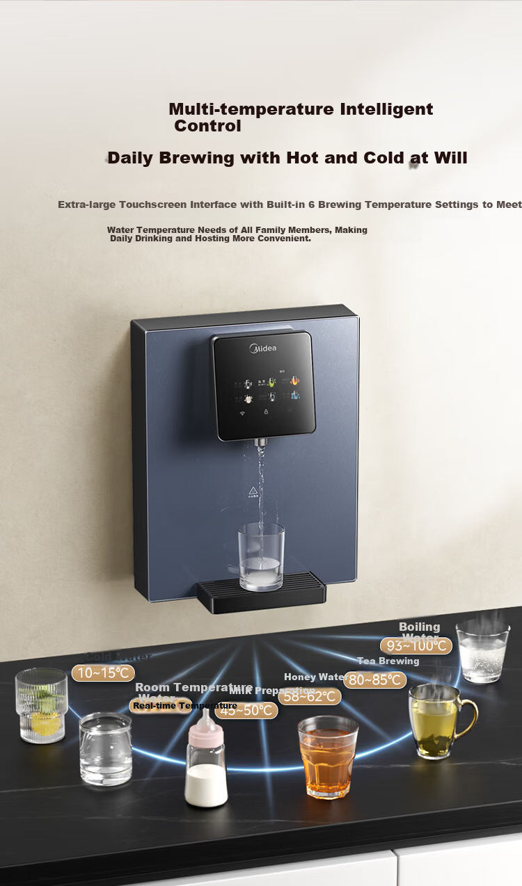 Midea Wall-Mounted Pipeline Household Water Purifier and Dispenser Upgrade True Boiling 6-Stage Temperature Control 15°C Ice Water Full Flow Matching MG239-D 10