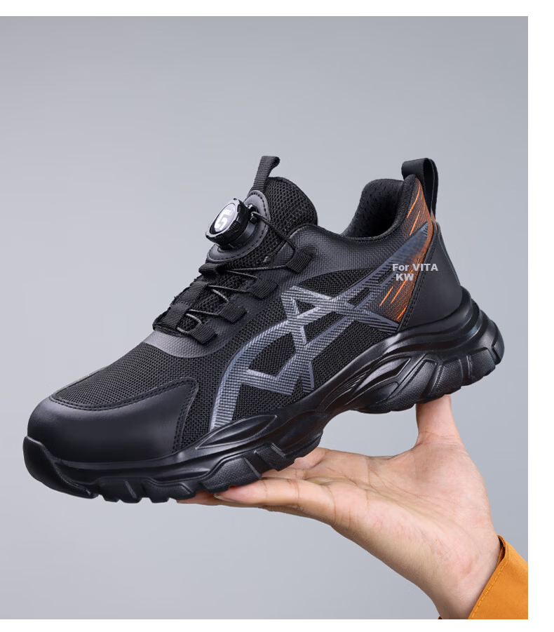 Jingtu Safety Shoes for Men, Summer Breathable Steel Toe Anti-Puncture Ultra-Light Work Boots F115BK Size 44 17